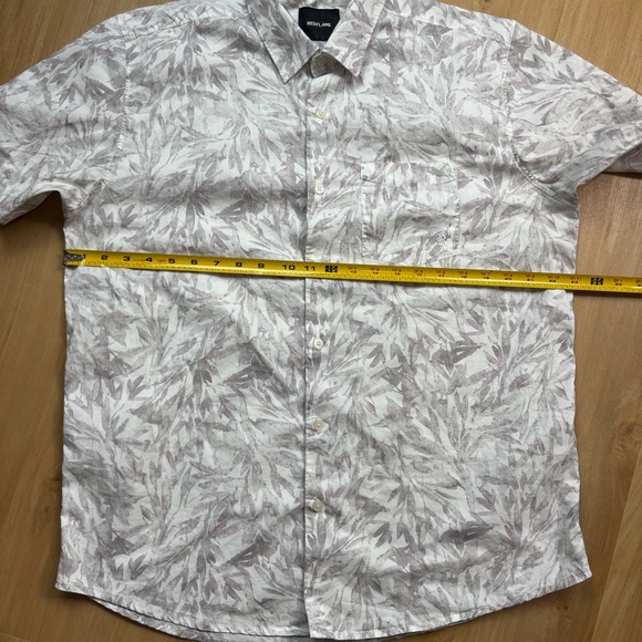 Men's Gray Leaf Print Casual Shirt - Picture 8 of 8